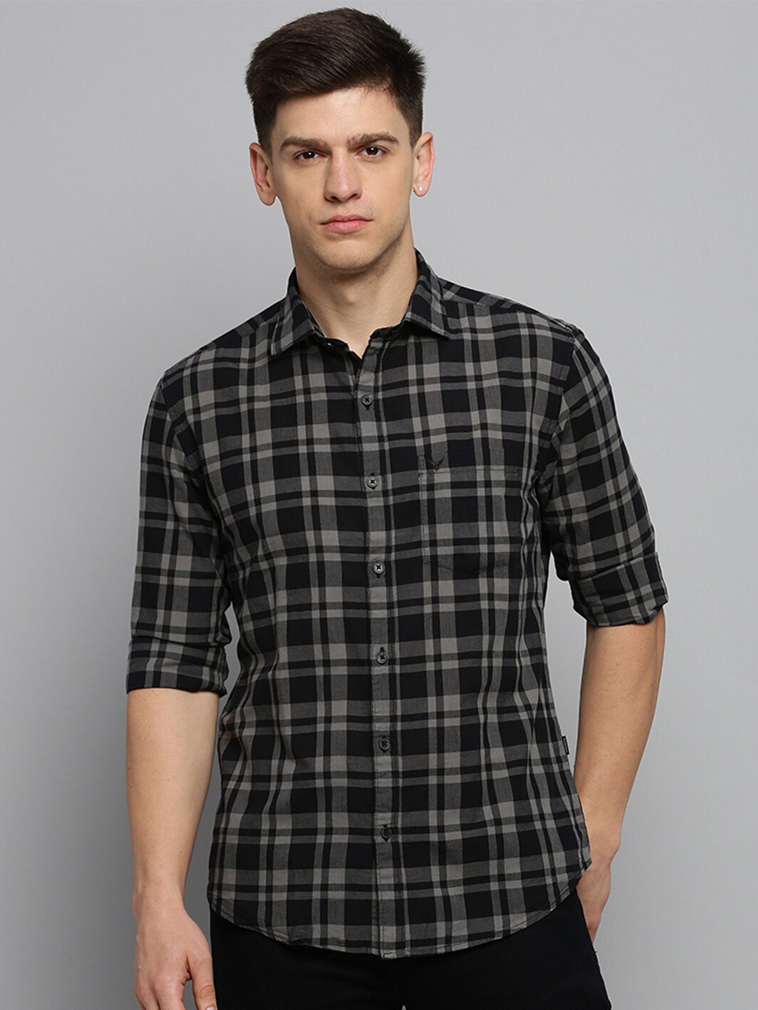 

SHOWOFF Tartan Checks Cotton Casual Shirt, Black