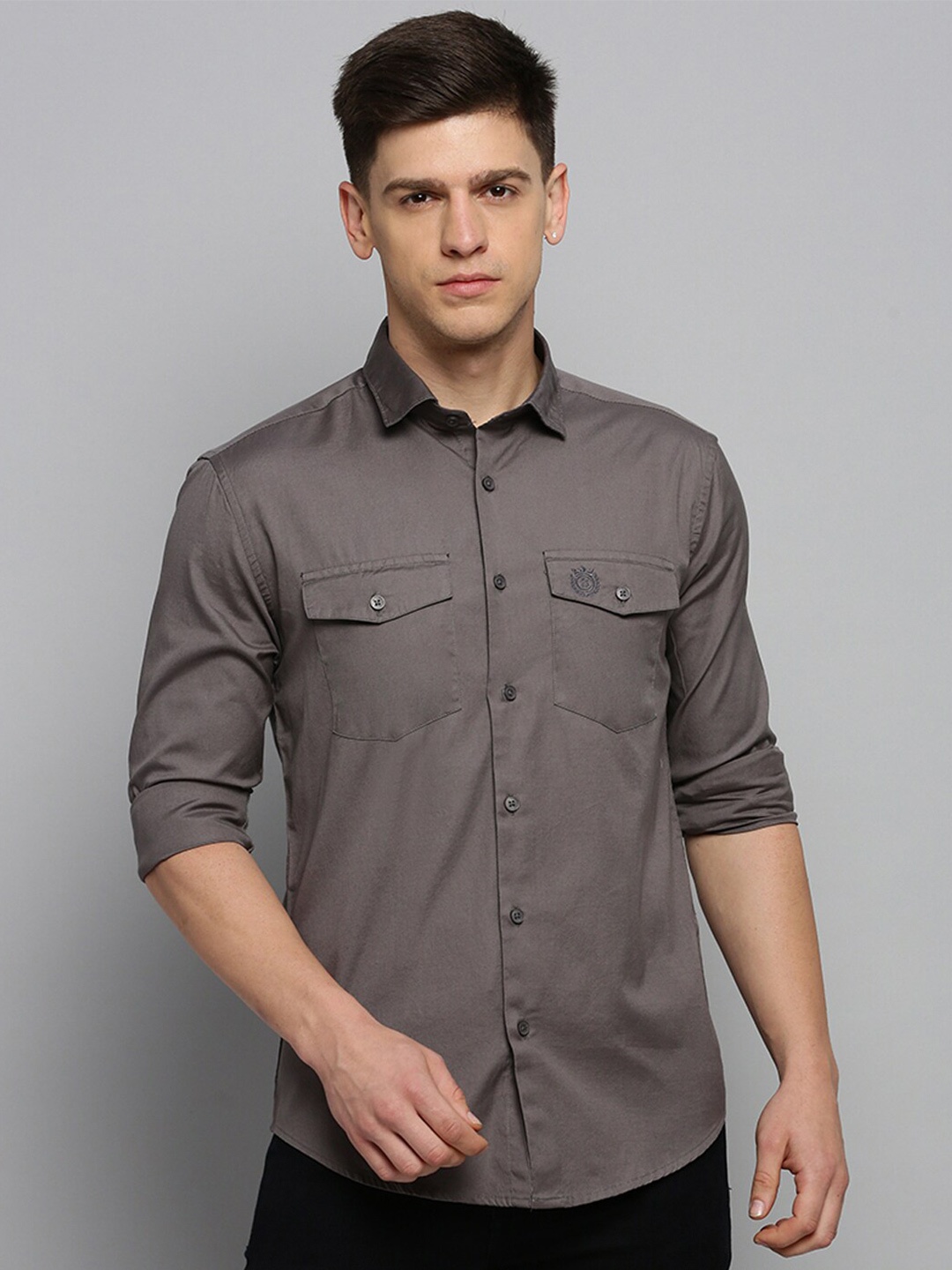 

SHOWOFF Spread Collar Cotton Casual Shirt, Grey