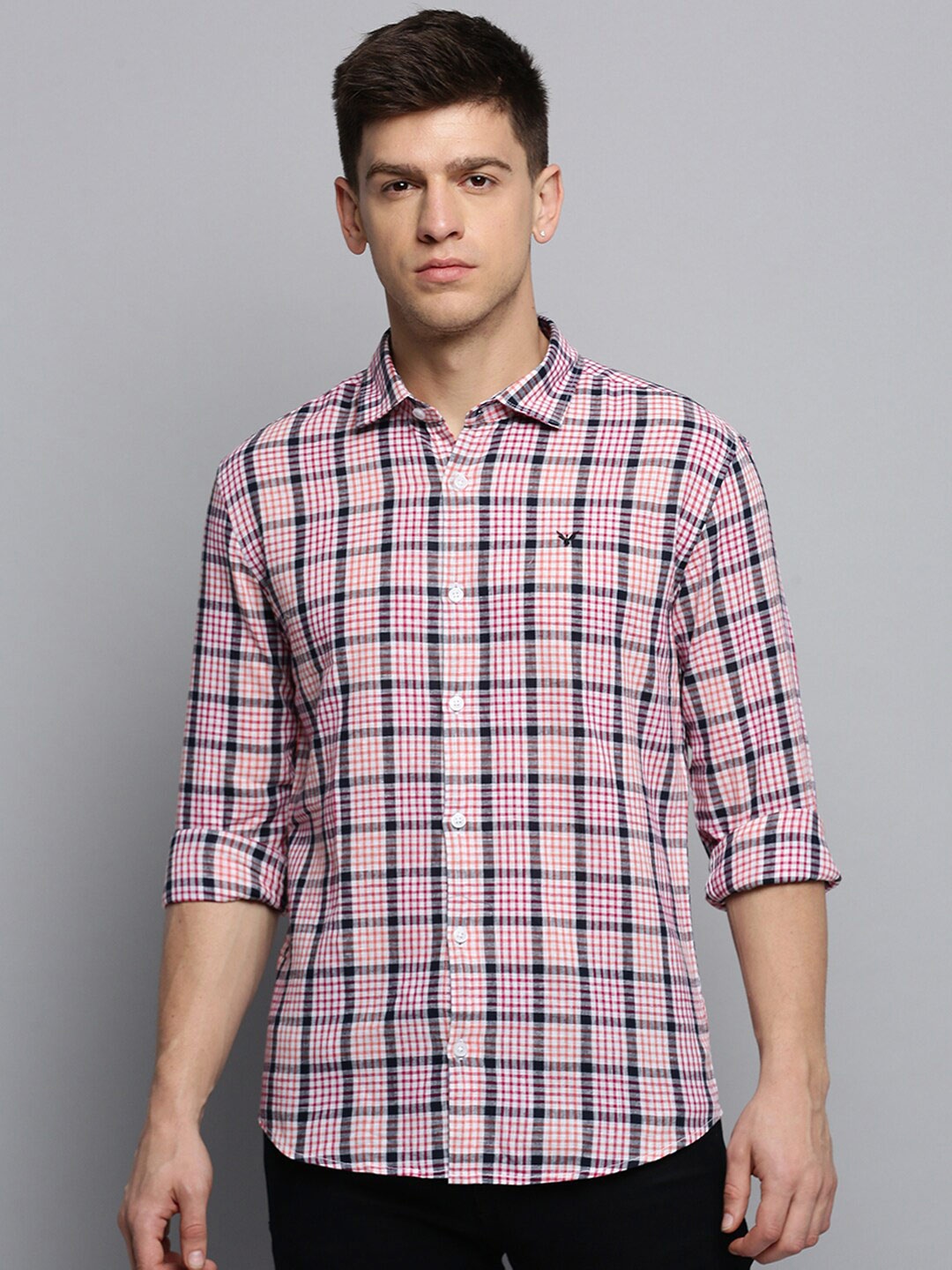 

SHOWOFF Tartan Checked Classic Casual Shirt, Pink