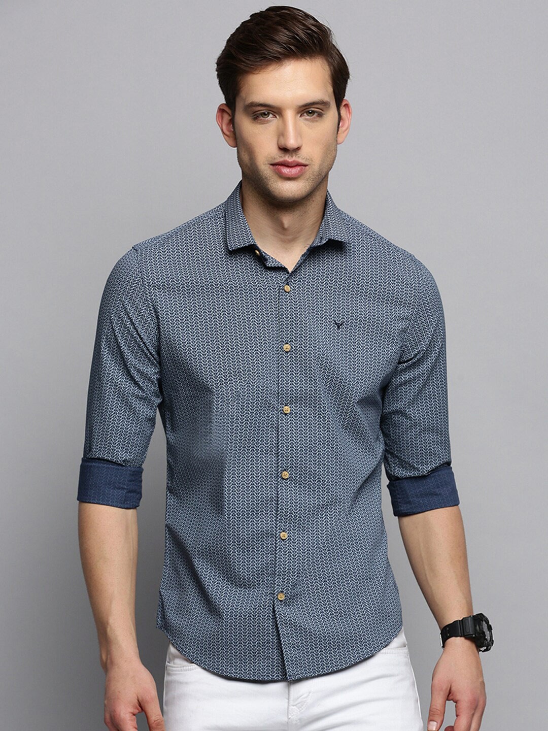 

SHOWOFF Classic Micro Ditsy Printed Casual Cotton Shirt, Navy blue