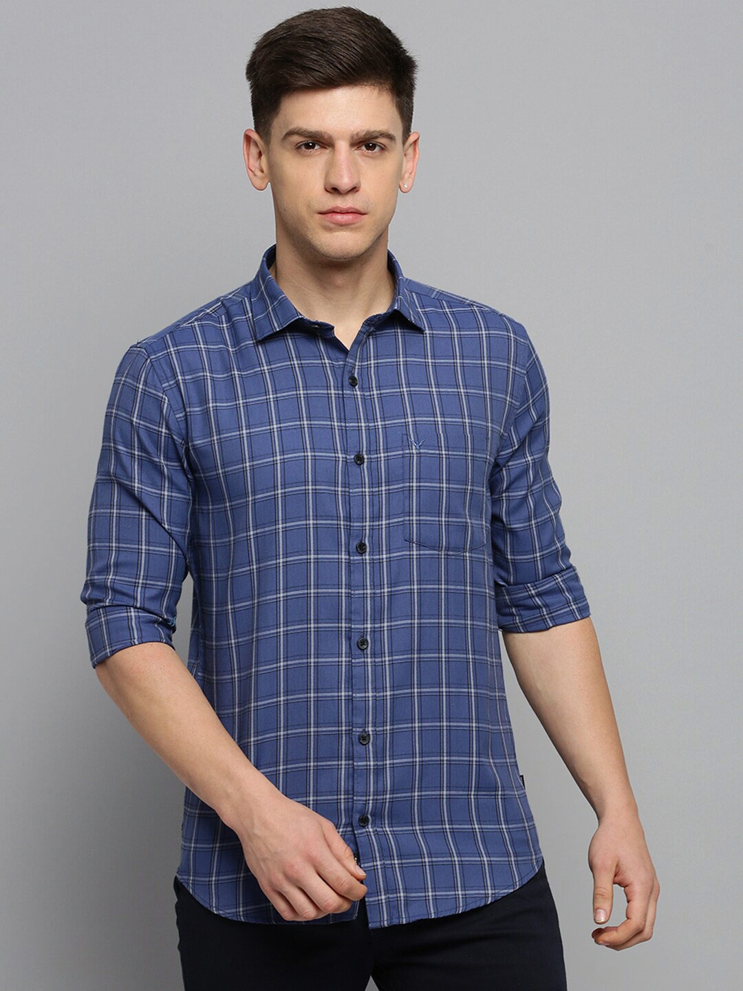 

SHOWOFF Classic Tartan Checks Checked Cotton Casual Shirt, Blue