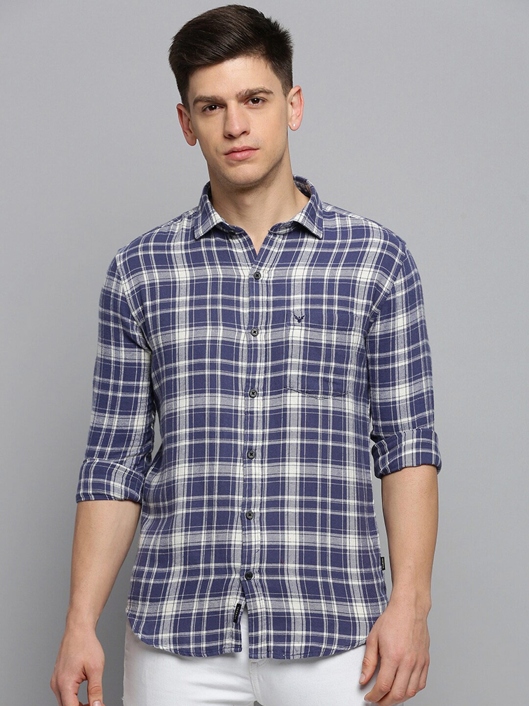 

SHOWOFF Gingham Checks Cotton Casual Shirt, Blue