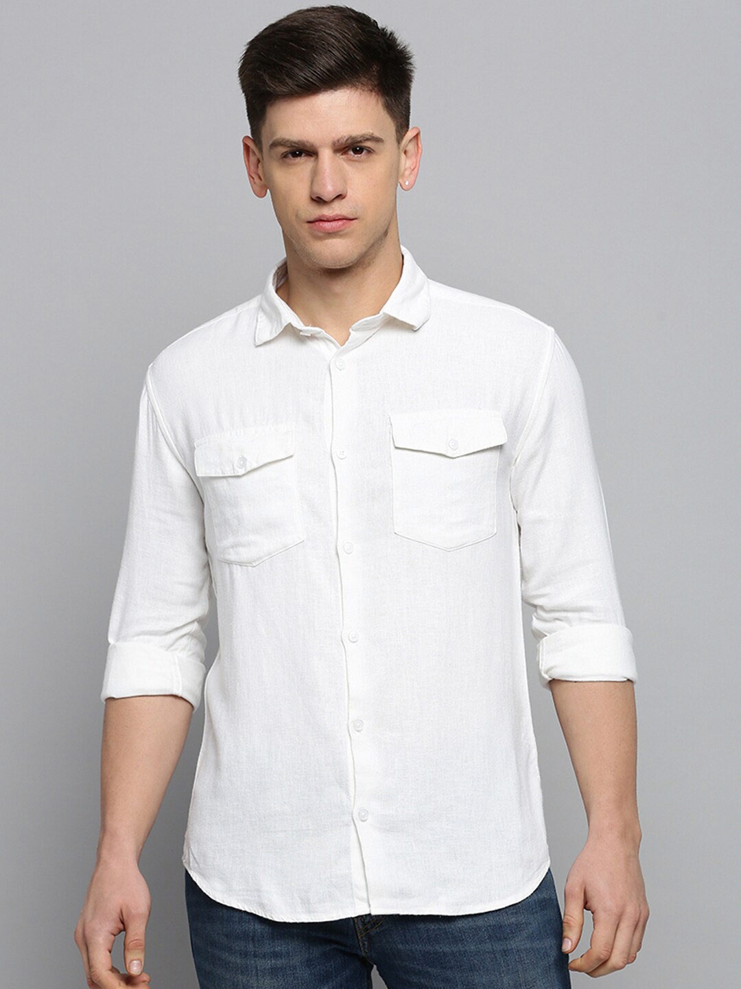 

SHOWOFF Men Classic Casual Linen Shirt, Off white