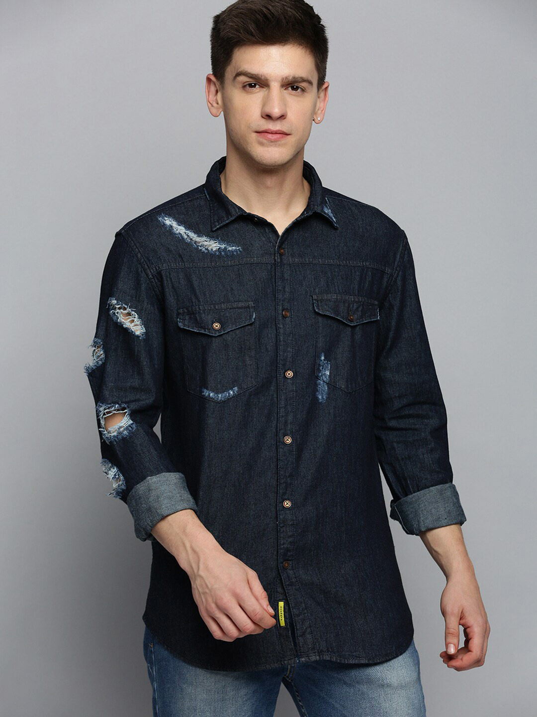 

SHOWOFF Classic Casual Twill Cotton Shirt, Navy blue