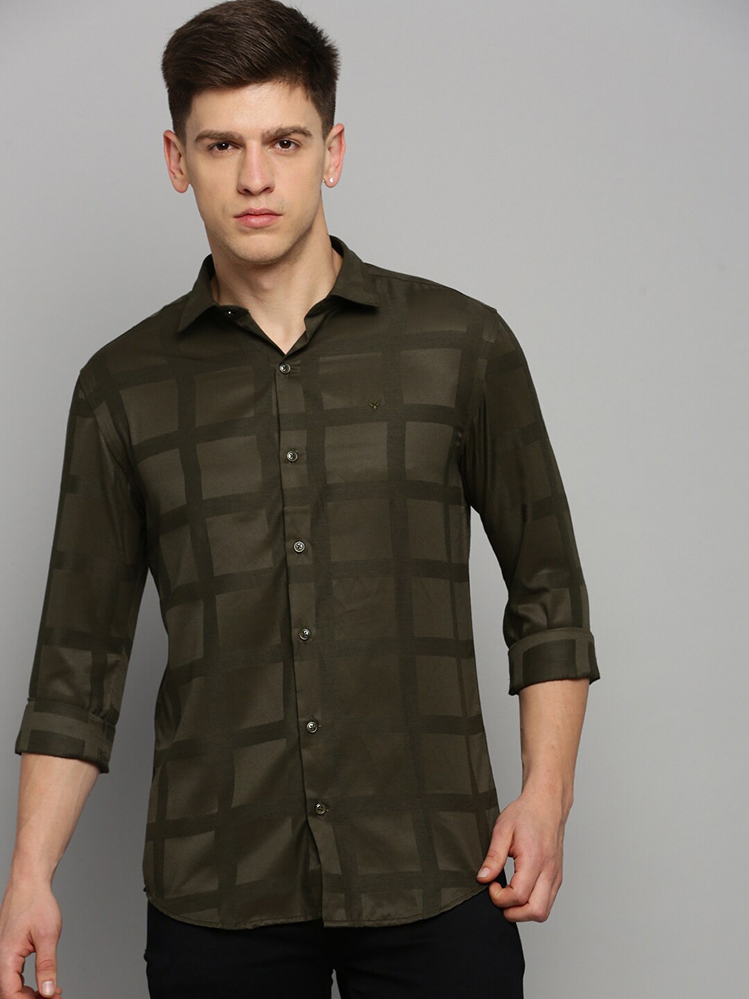 

SHOWOFF Classic Formal Cotton Shirt, Olive