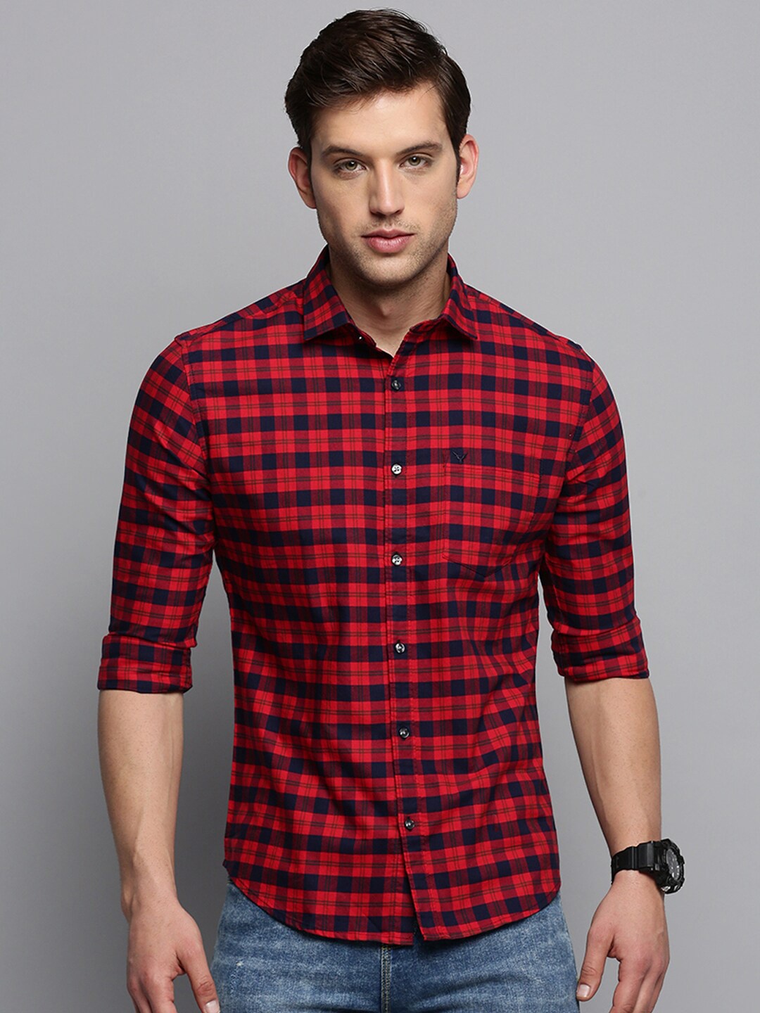 

SHOWOFF Checked Cotton Casual Shirt, Red