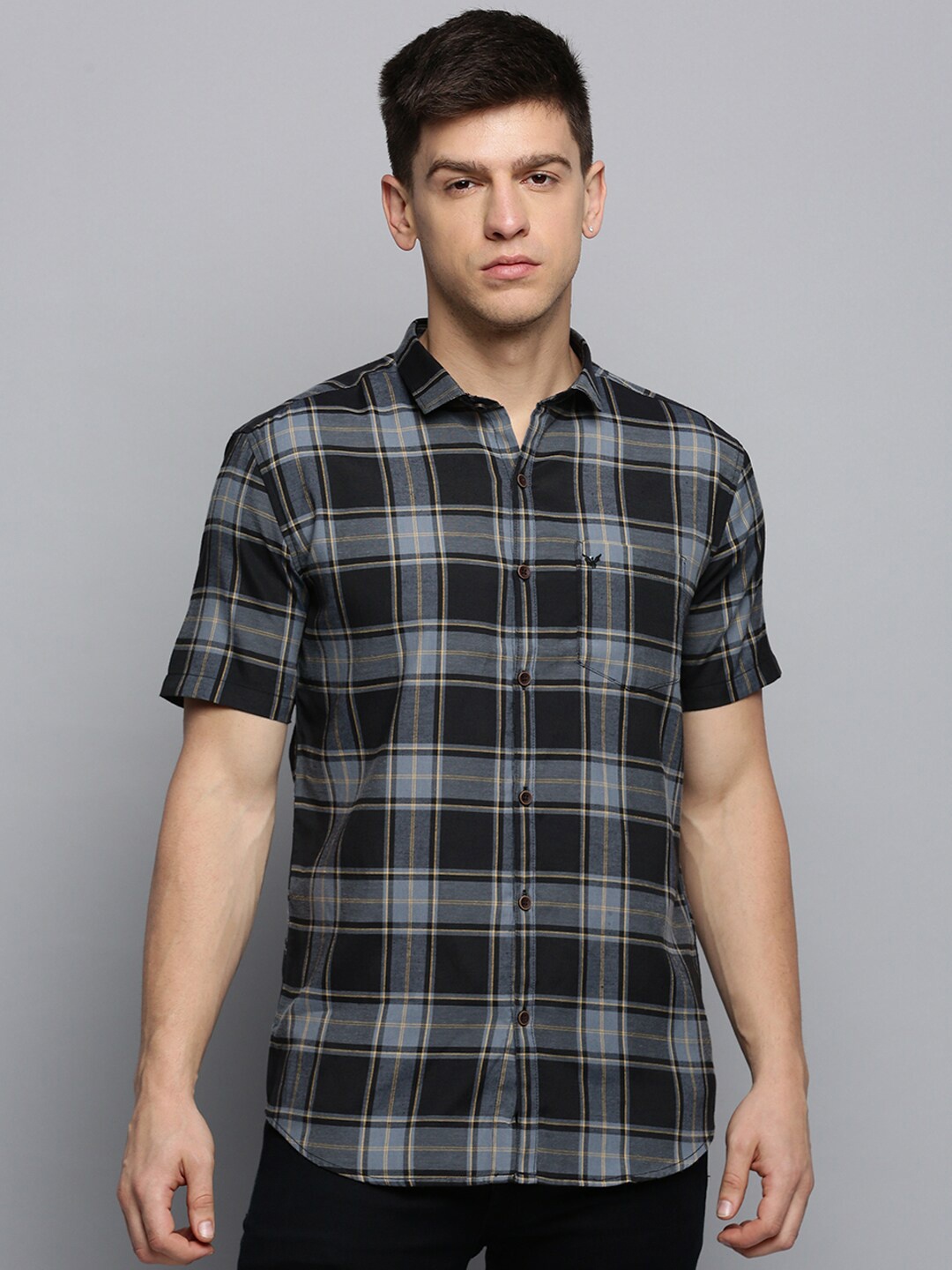 

SHOWOFF Classic Tartan Checked Casual Shirt, Grey