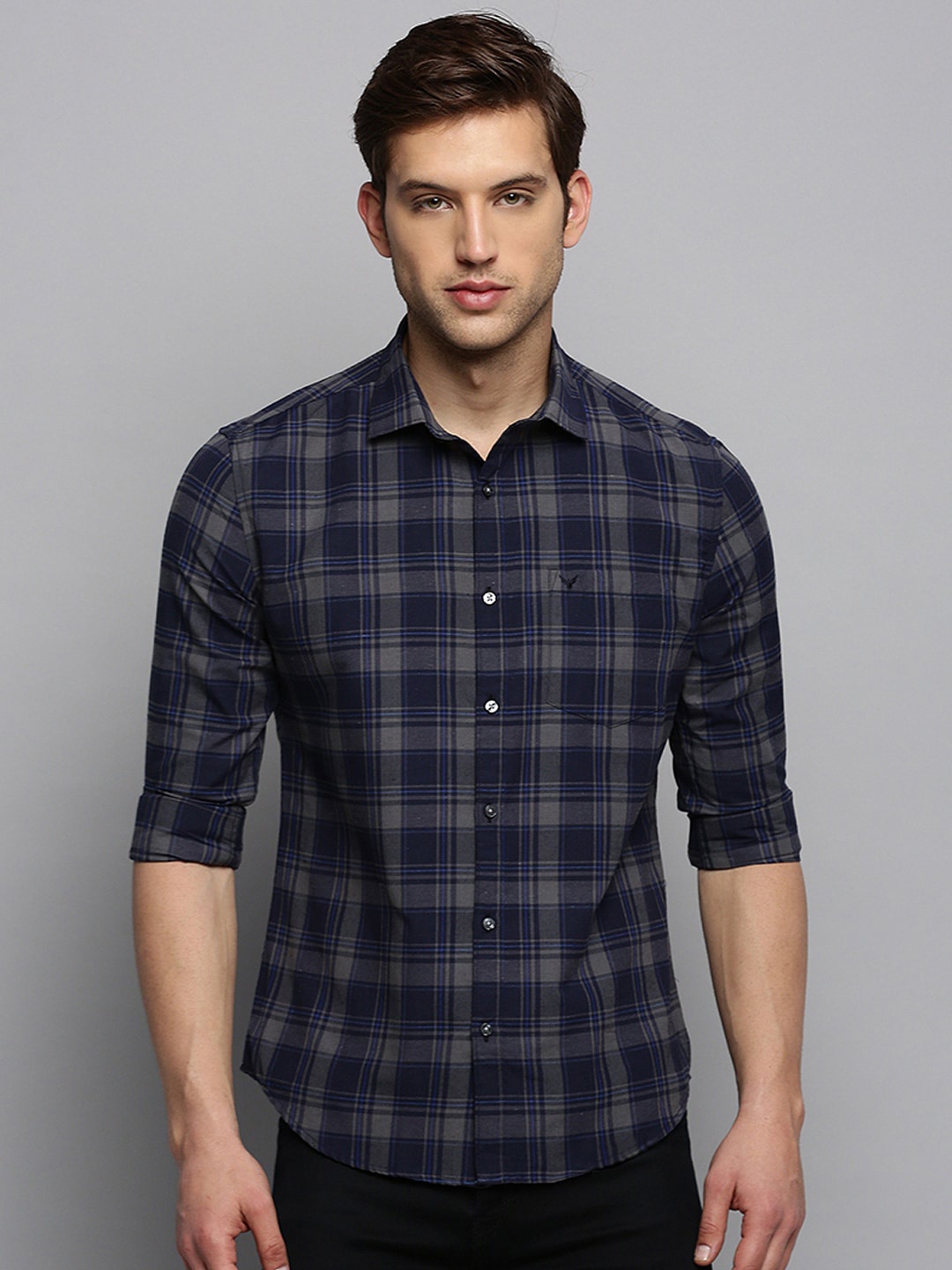 

SHOWOFF Tartan Checks Cotton Casual Shirt, Grey