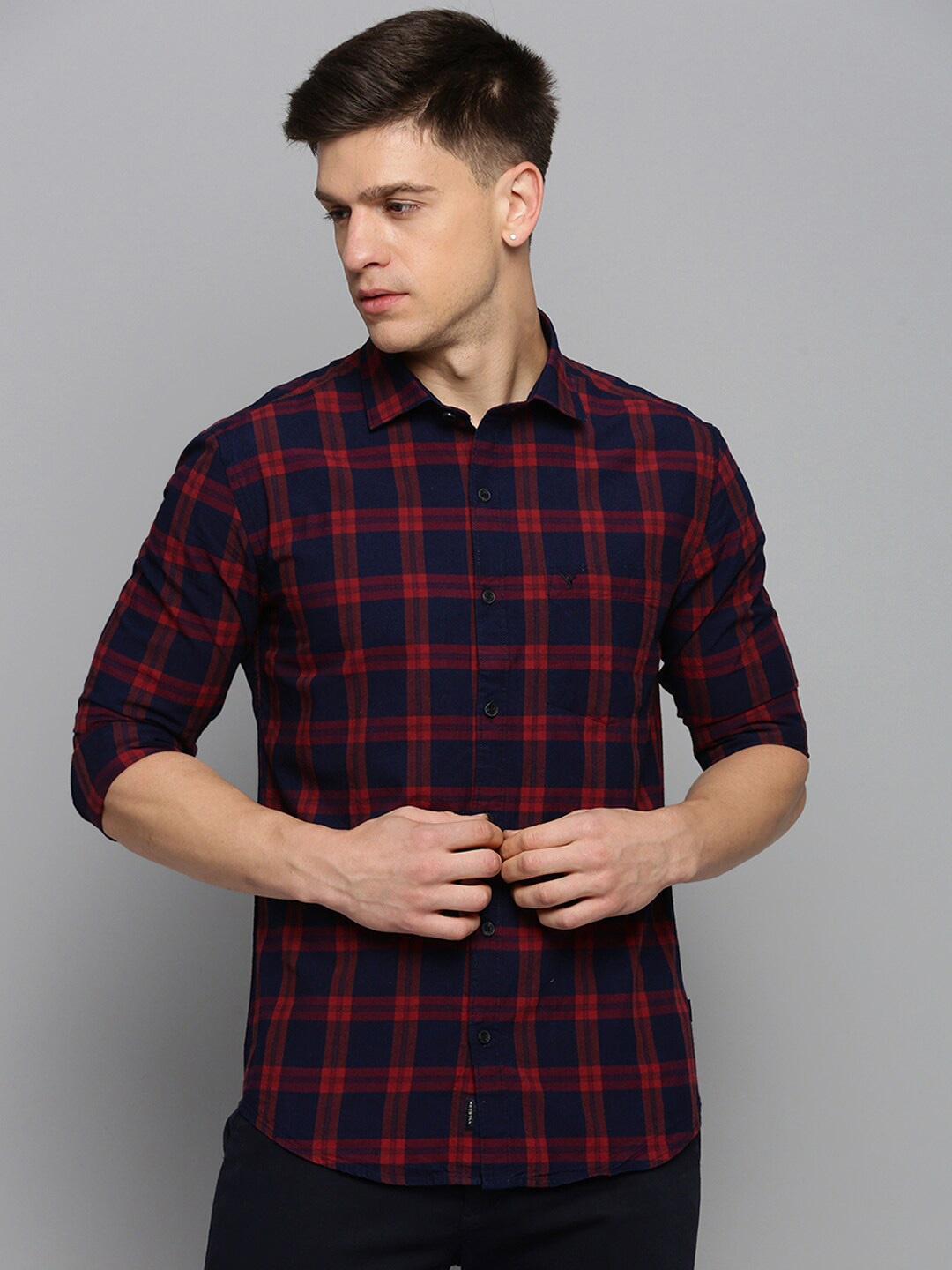 

SHOWOFF Classic Checked Casual Shirt, Navy blue