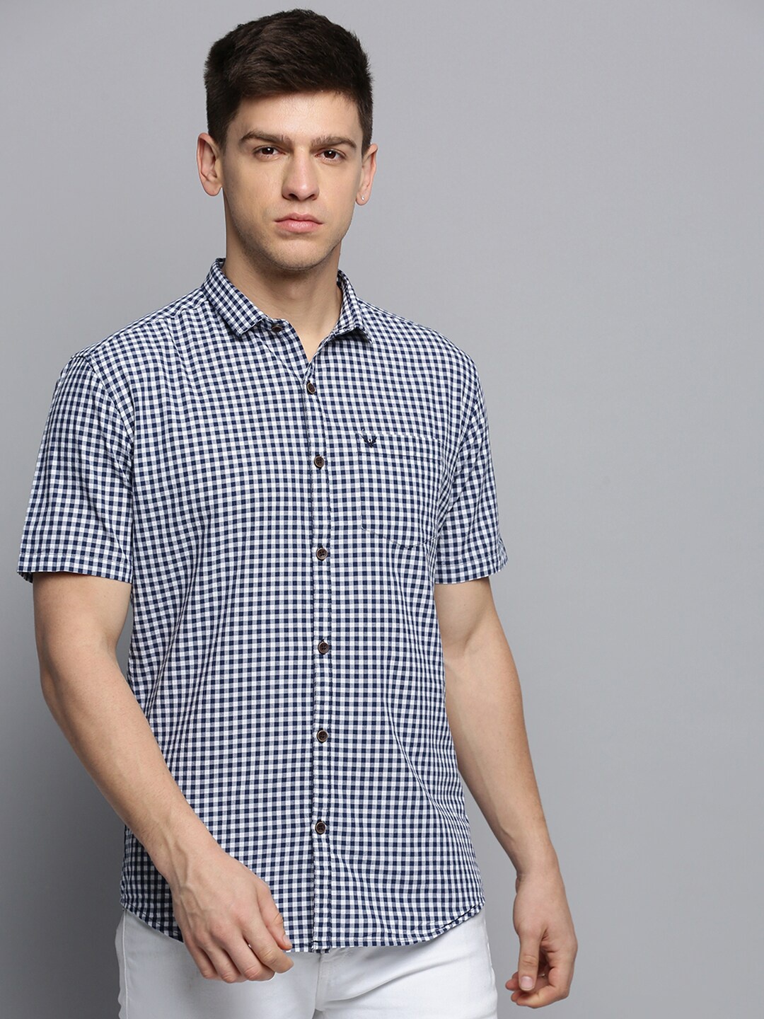 

SHOWOFF Classic Gingham Checked Casual Shirt, Navy blue