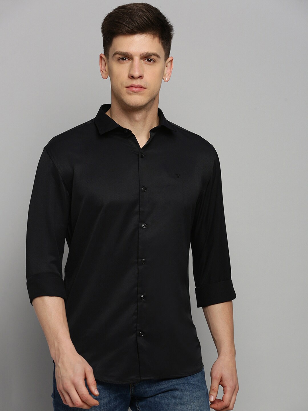 

SHOWOFF Classic Spread Collar Cotton Casual Shirt, Black