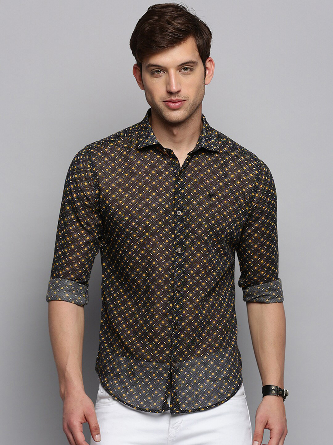

SHOWOFF Classic Floral Printed Casual Cotton Shirt, Black