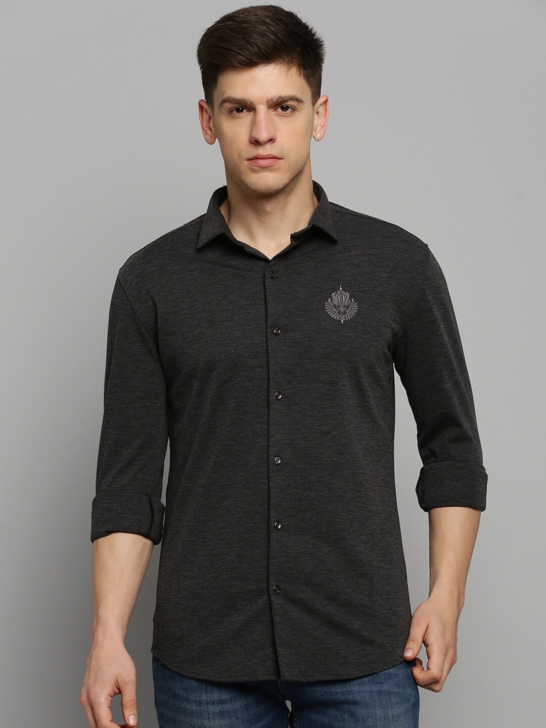 

SHOWOFF Classic Cotton Casual Shirt, Grey melange