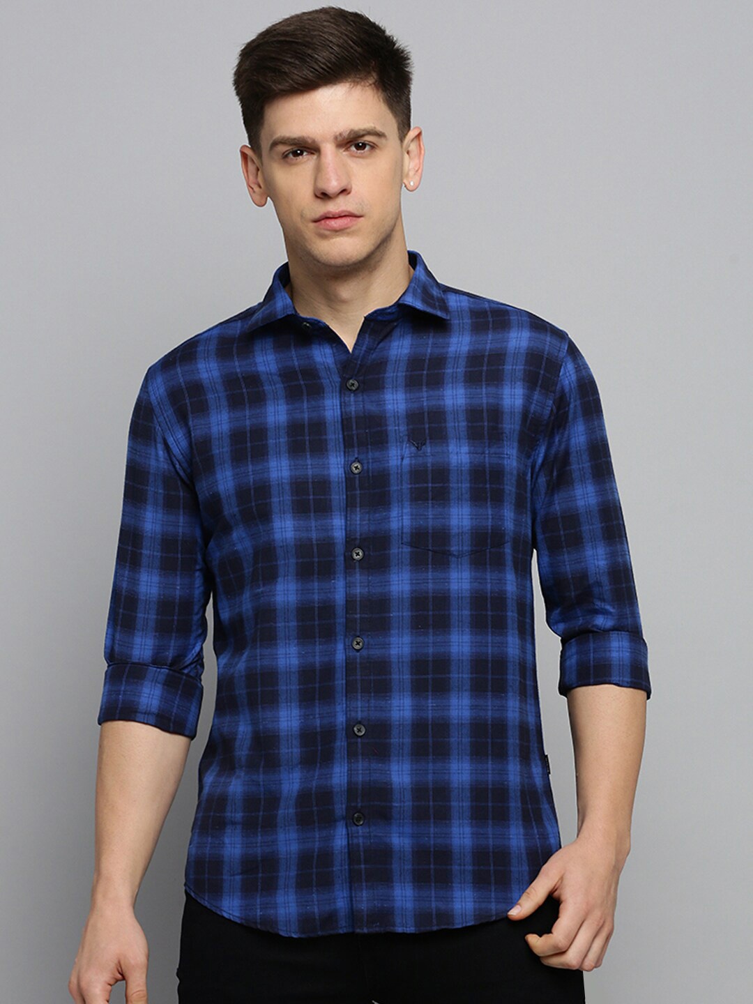 

SHOWOFF Classic Tartan Checked Casual Cotton Shirt, Black