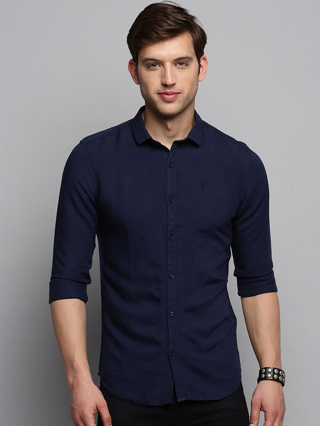 

SHOWOFF Linen Casual Shirt, Navy blue