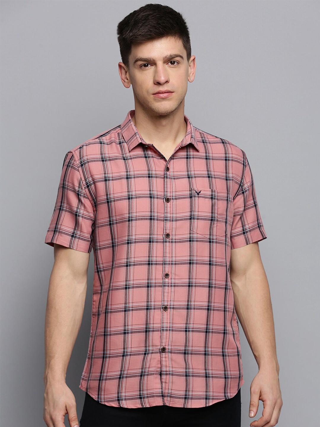 

SHOWOFF Tartan Checks Cotton Casual Shirt, Pink