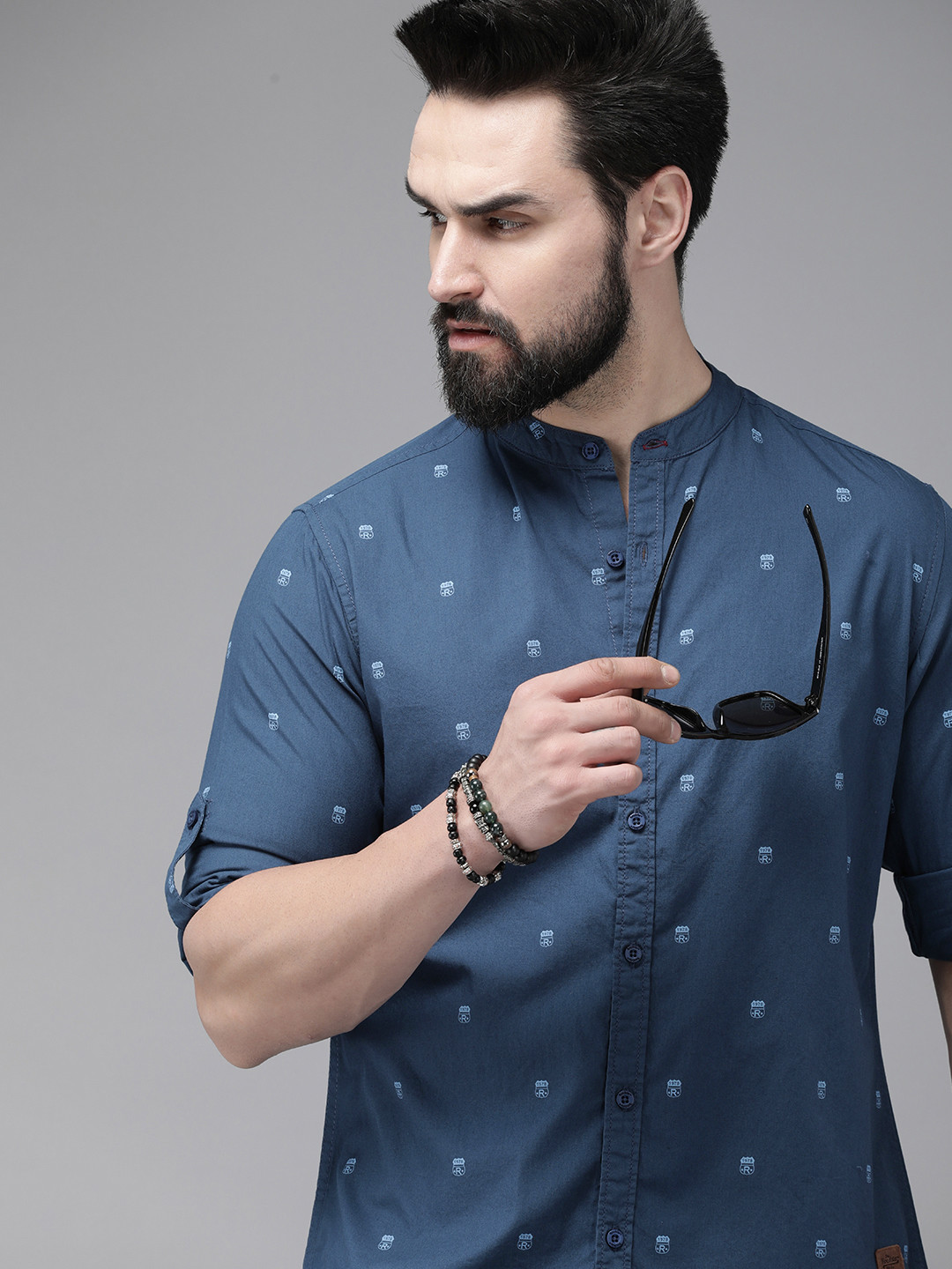 

The Roadster Life Co. Pure Cotton Printed Casual Shirt, Blue