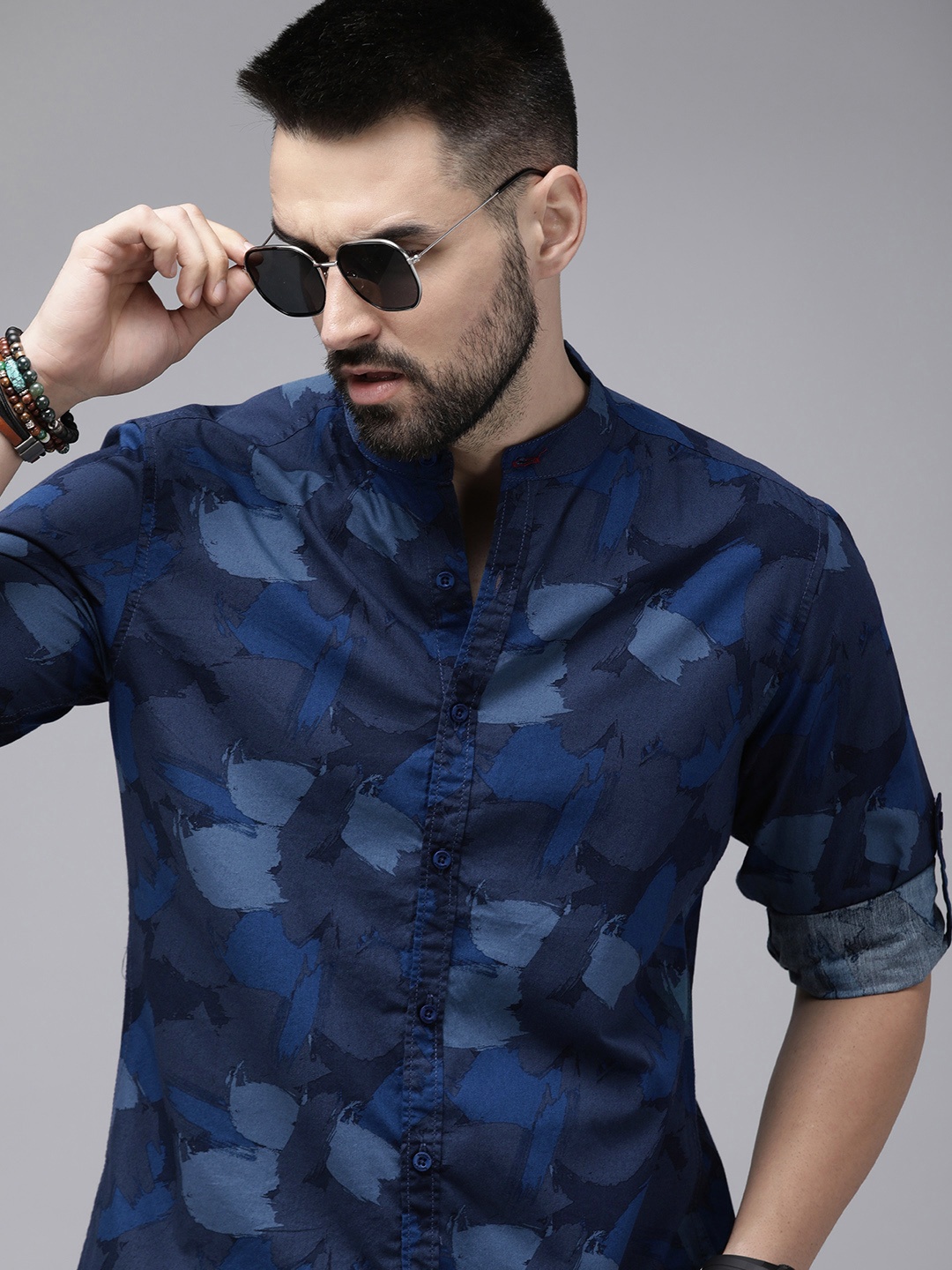 

The Roadster Life Co. Abstract Printed Pure Cotton Casual Shirt, Navy blue