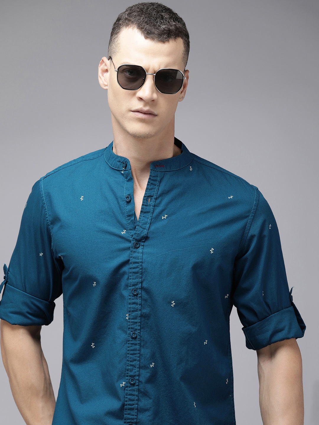 

The Roadster Life Co. Printed Pure Cotton Casual Shirt, Teal