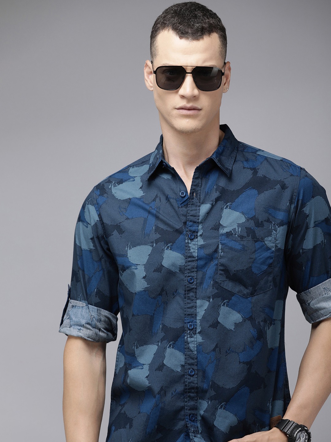 

The Roadster Life Co. Abstract Printed Pure Cotton Casual Shirt, Blue