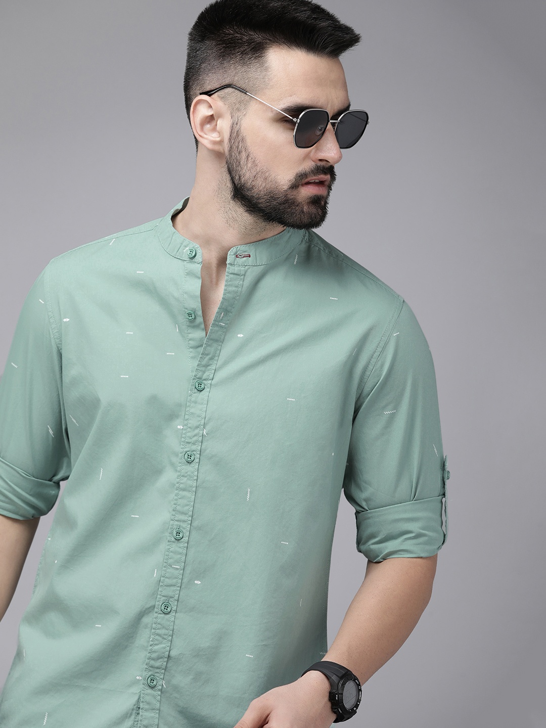 

The Roadster Life Co. Pure Cotton Casual Shirt, Sea green