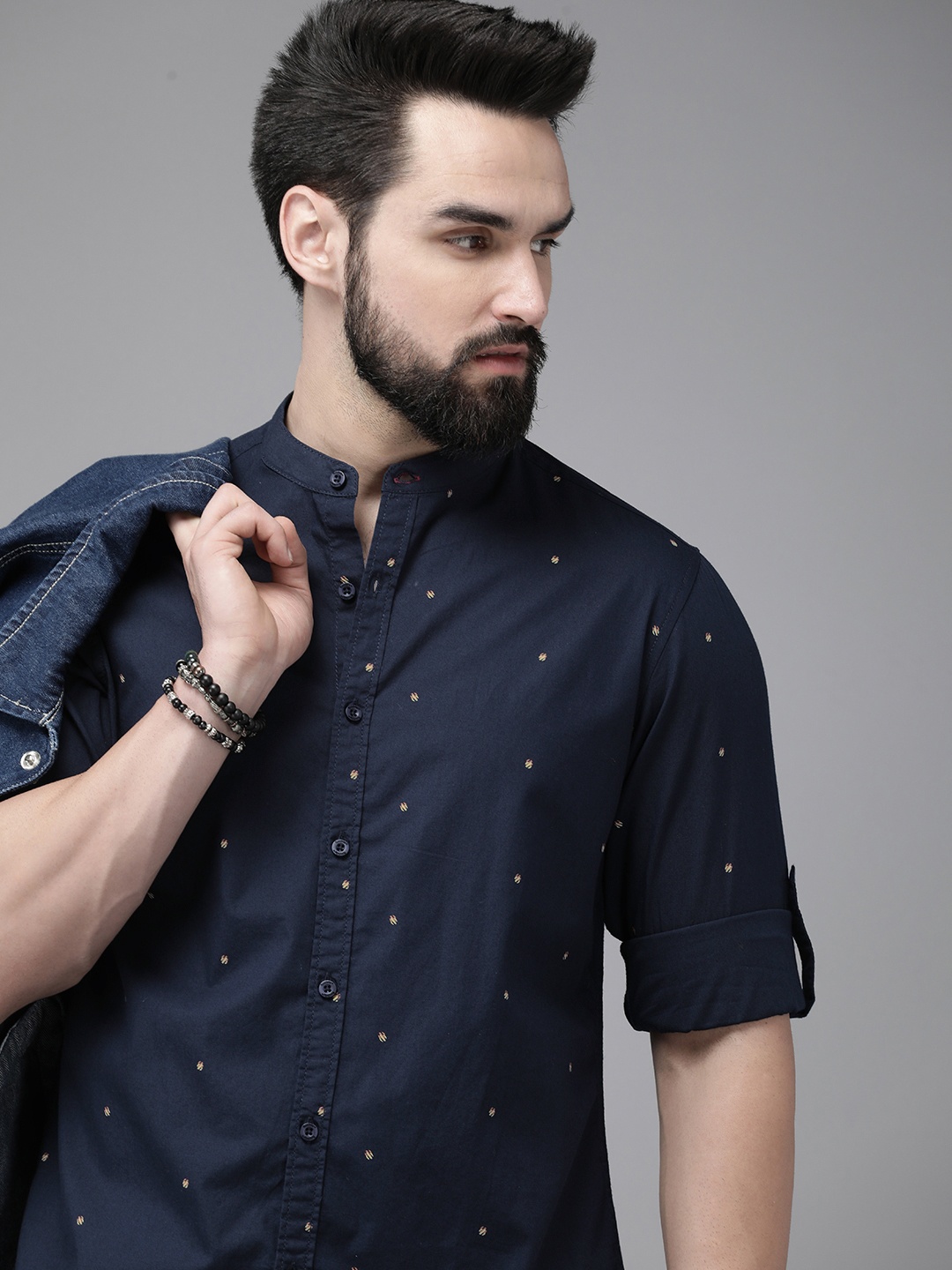 

The Roadster Life Co. Pure Cotton Printed Casual Shirt, Navy blue