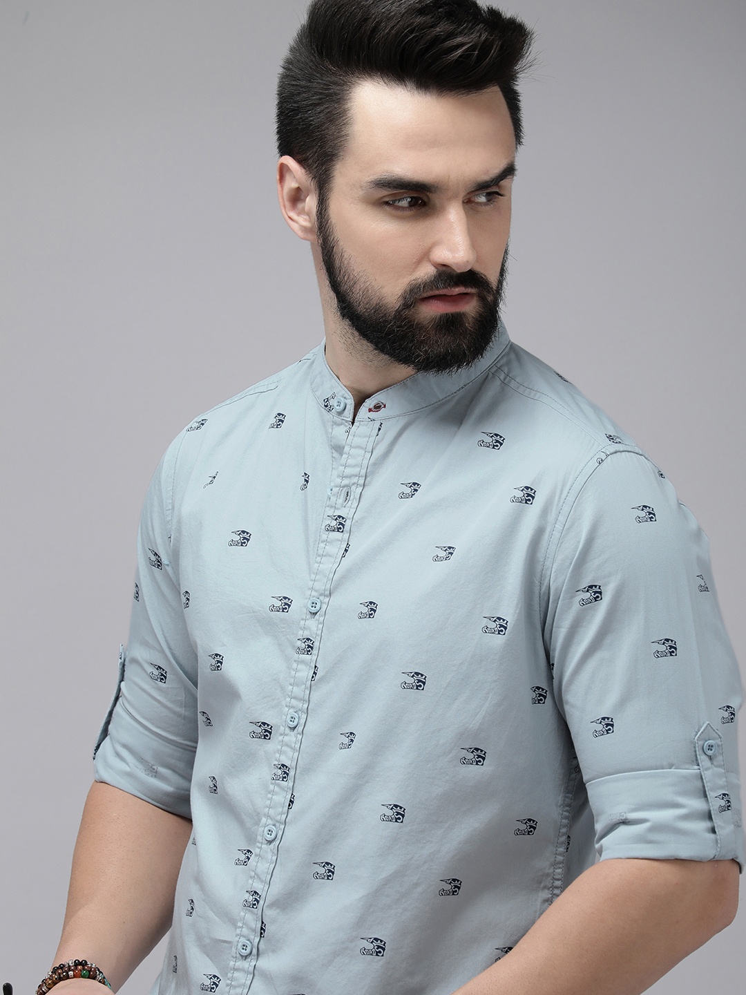

The Roadster Life Co. Pure Cotton Printed Casual Shirt, Blue