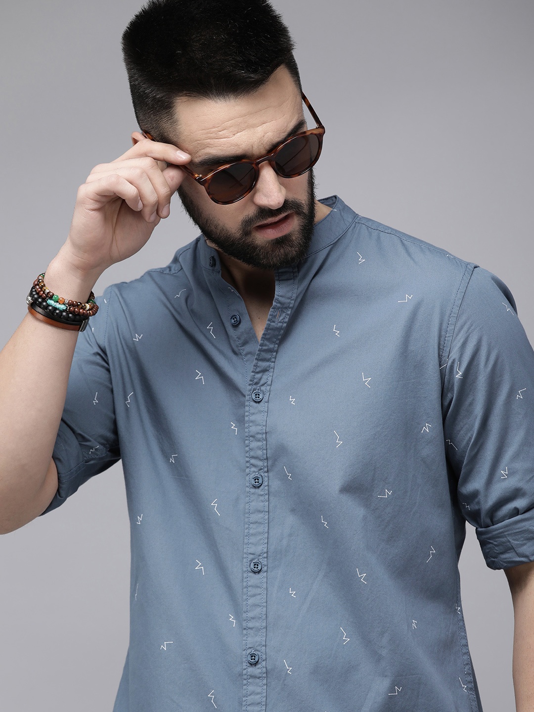 

The Roadster Life Co. Geometric Printed Pure Cotton Casual Shirt, Grey