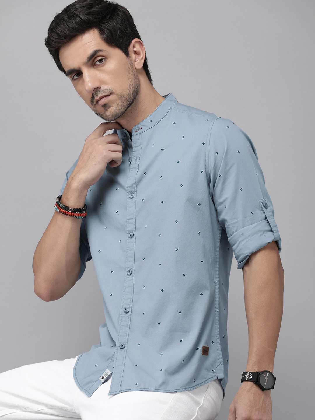 

The Roadster Life Co. Geometric Printed Pure Cotton Casual Shirt, Blue