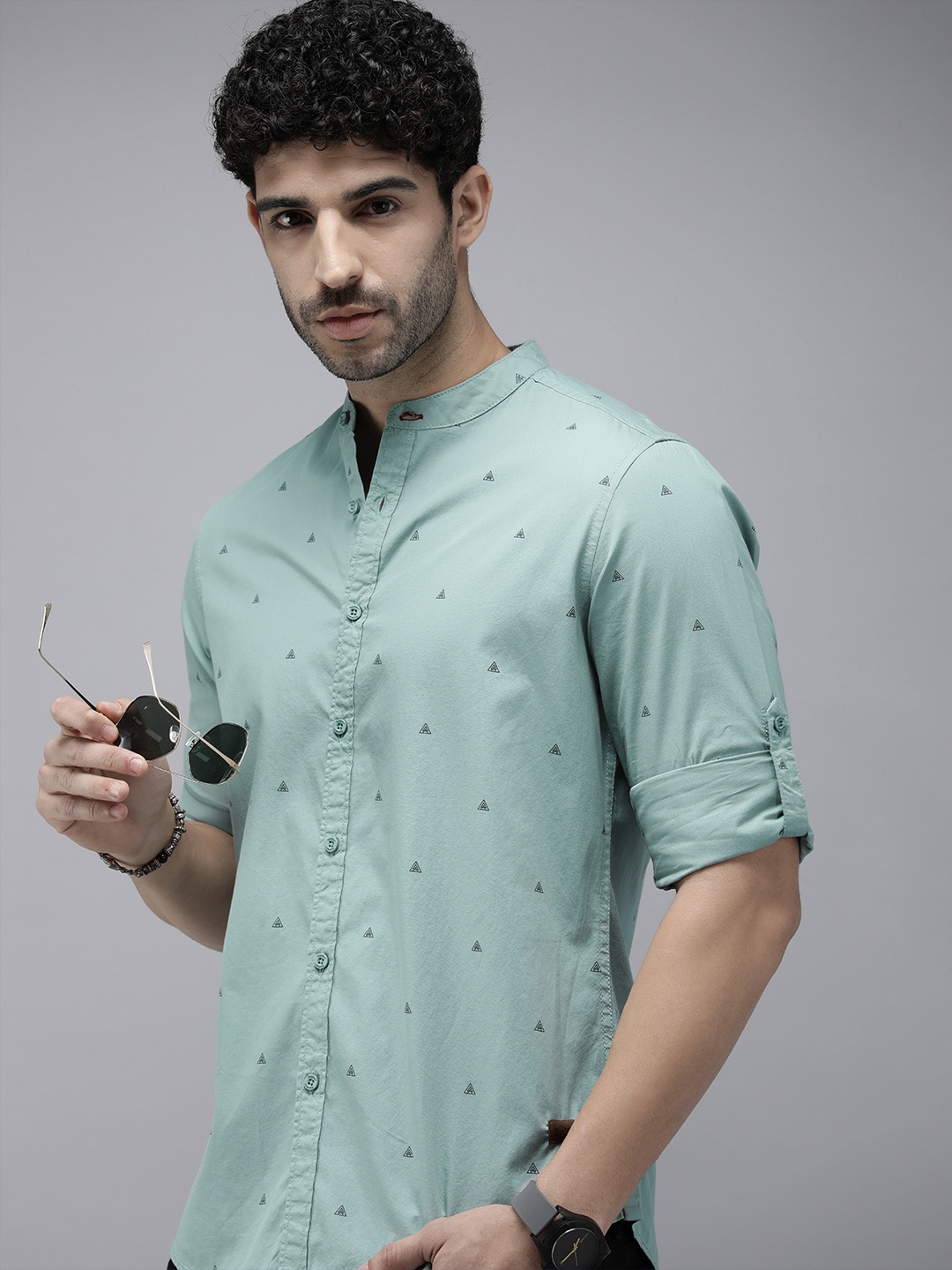 

The Roadster Life Co. Pure Cotton Casual Shirt, Green