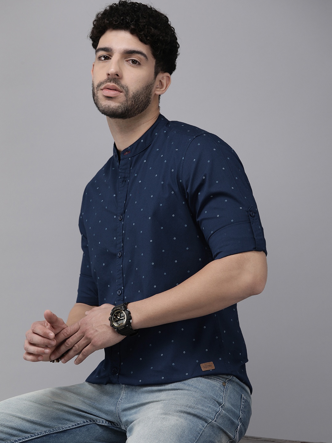 

The Roadster Life Co. Geometric Printed Pure Cotton Casual Shirt, Blue