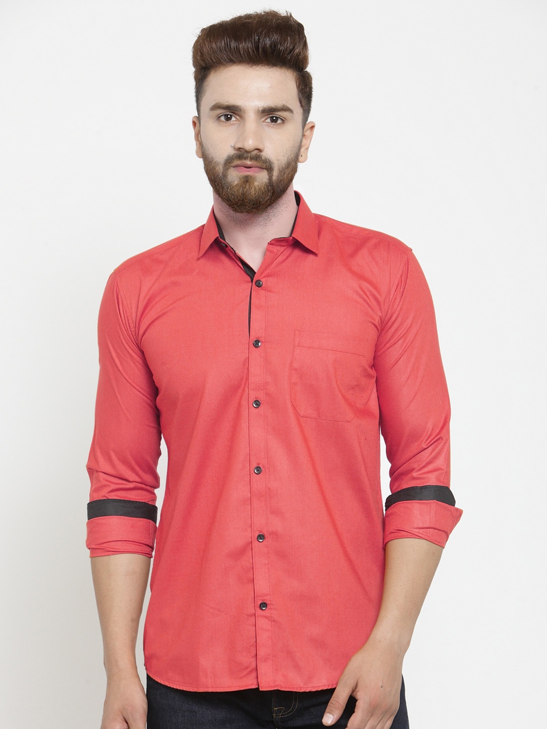 

JAINISH Spread Collar Casual Shirt, Coral