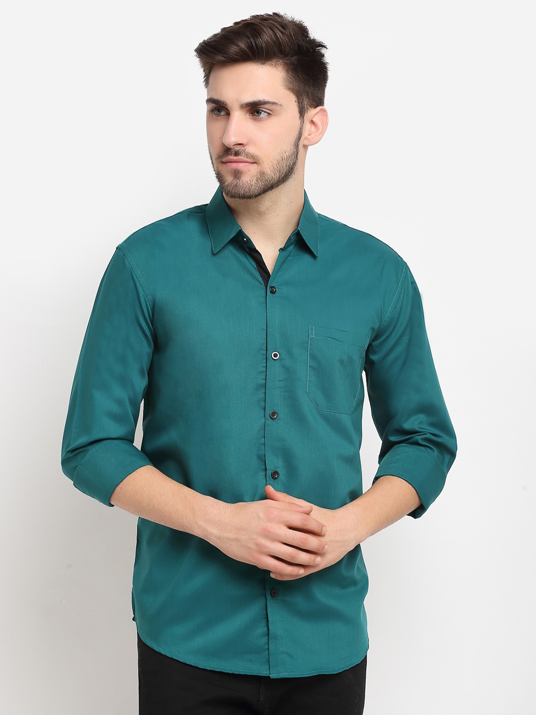 

JAINISH Spread Collar Classic Fit Casual Shirt, Teal