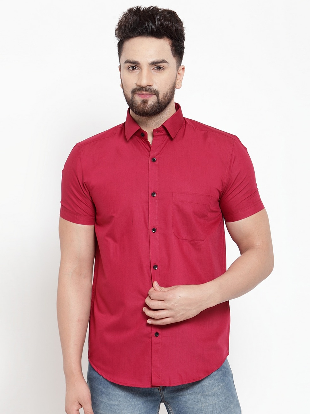 

JAINISH Spread Collar Casual Shirt, Maroon