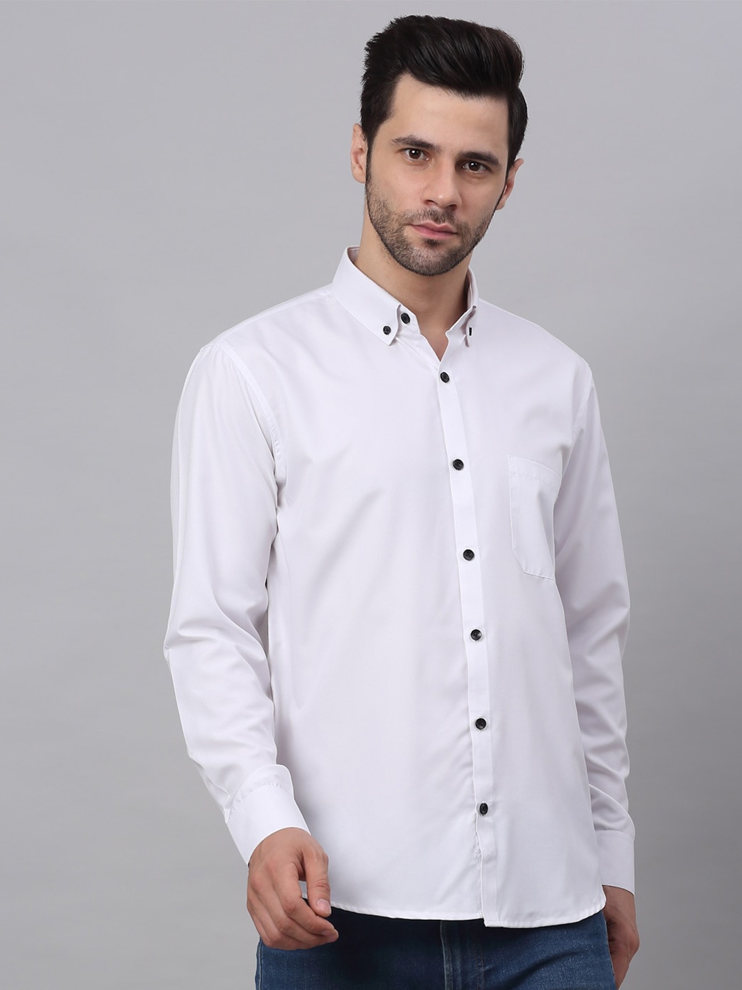 

JAINISH Spread Collar Casual Shirt, White