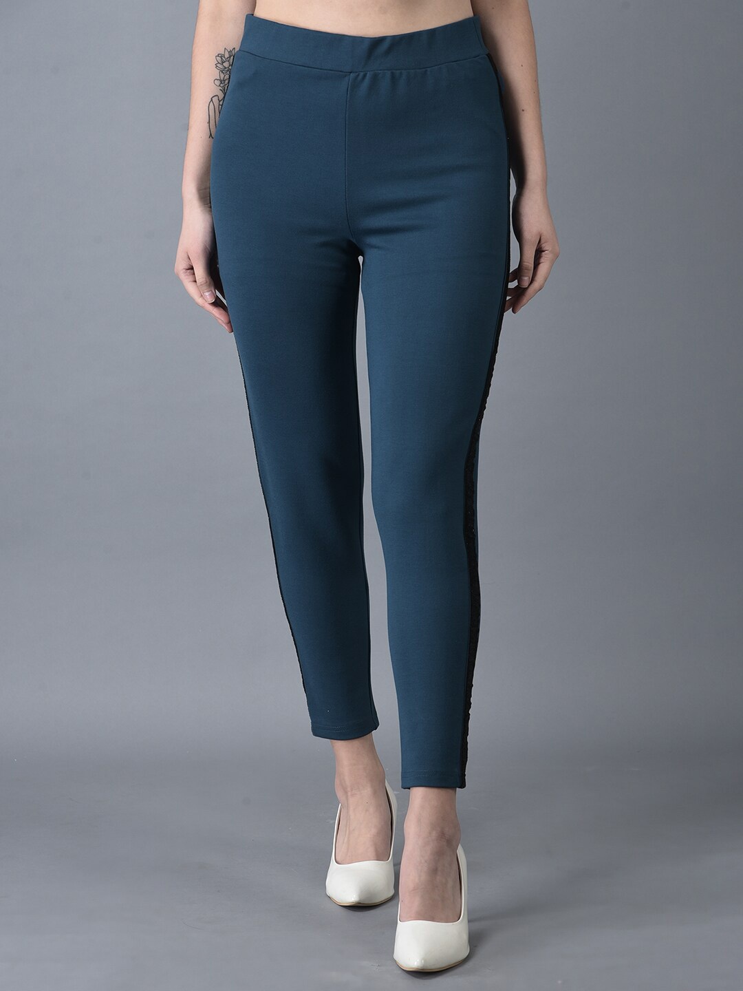 

CANOE Women Embellished Slip-On Regular Fit Jeggings, Teal