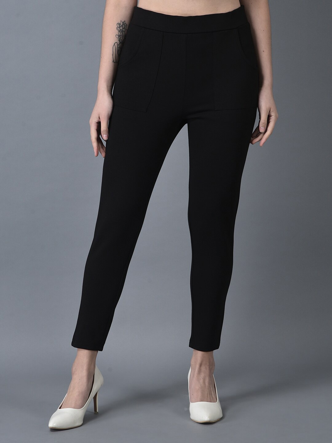 

CANOE Women Slip-On Regular Fit Casual Jeggings, Black
