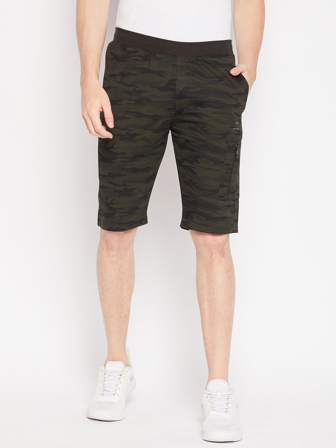 

Okane Men Cotton Printed Lounge Shorts, Olive