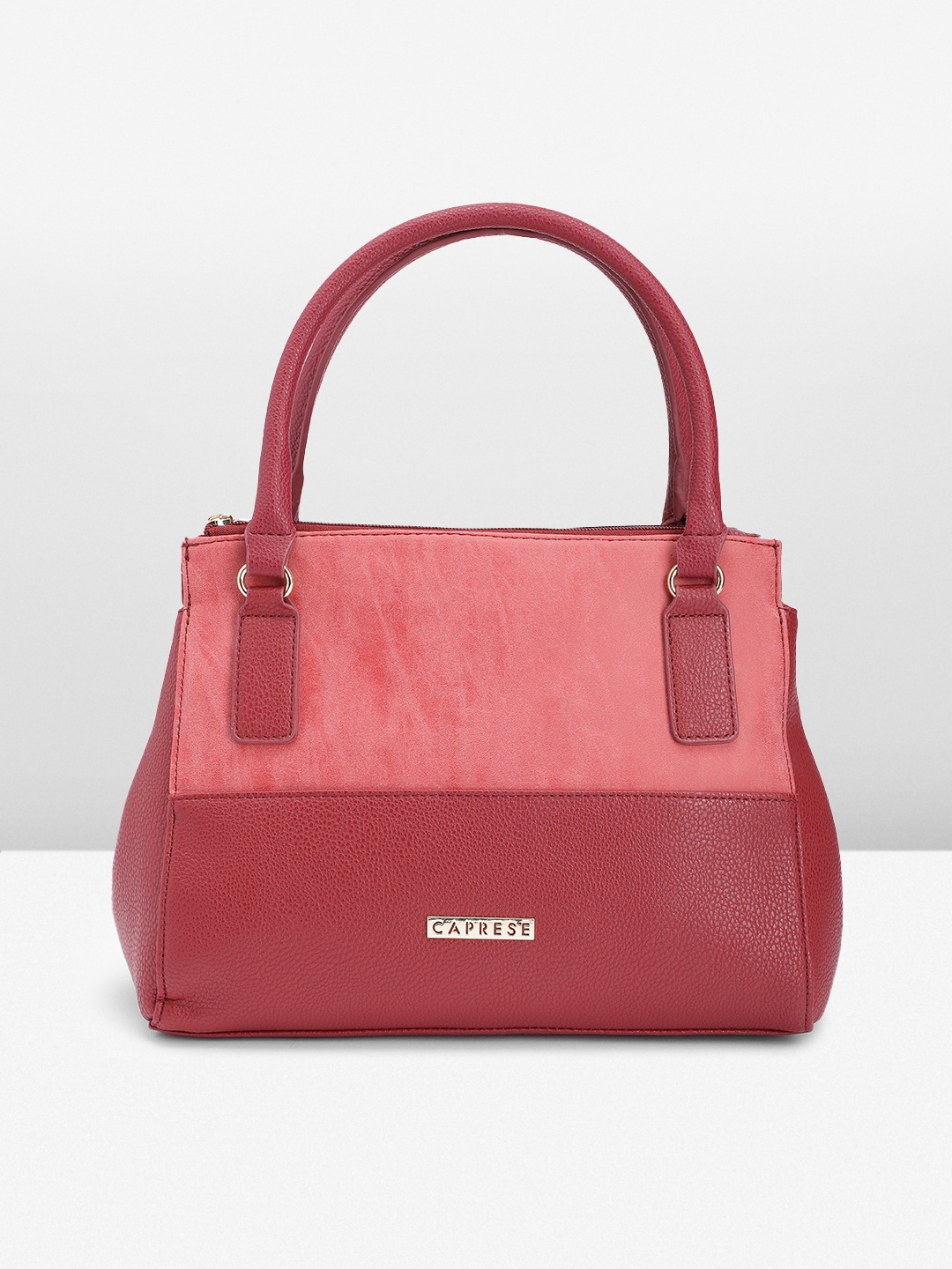 

Caprese Colourblocked Structured Handheld Bag, Maroon