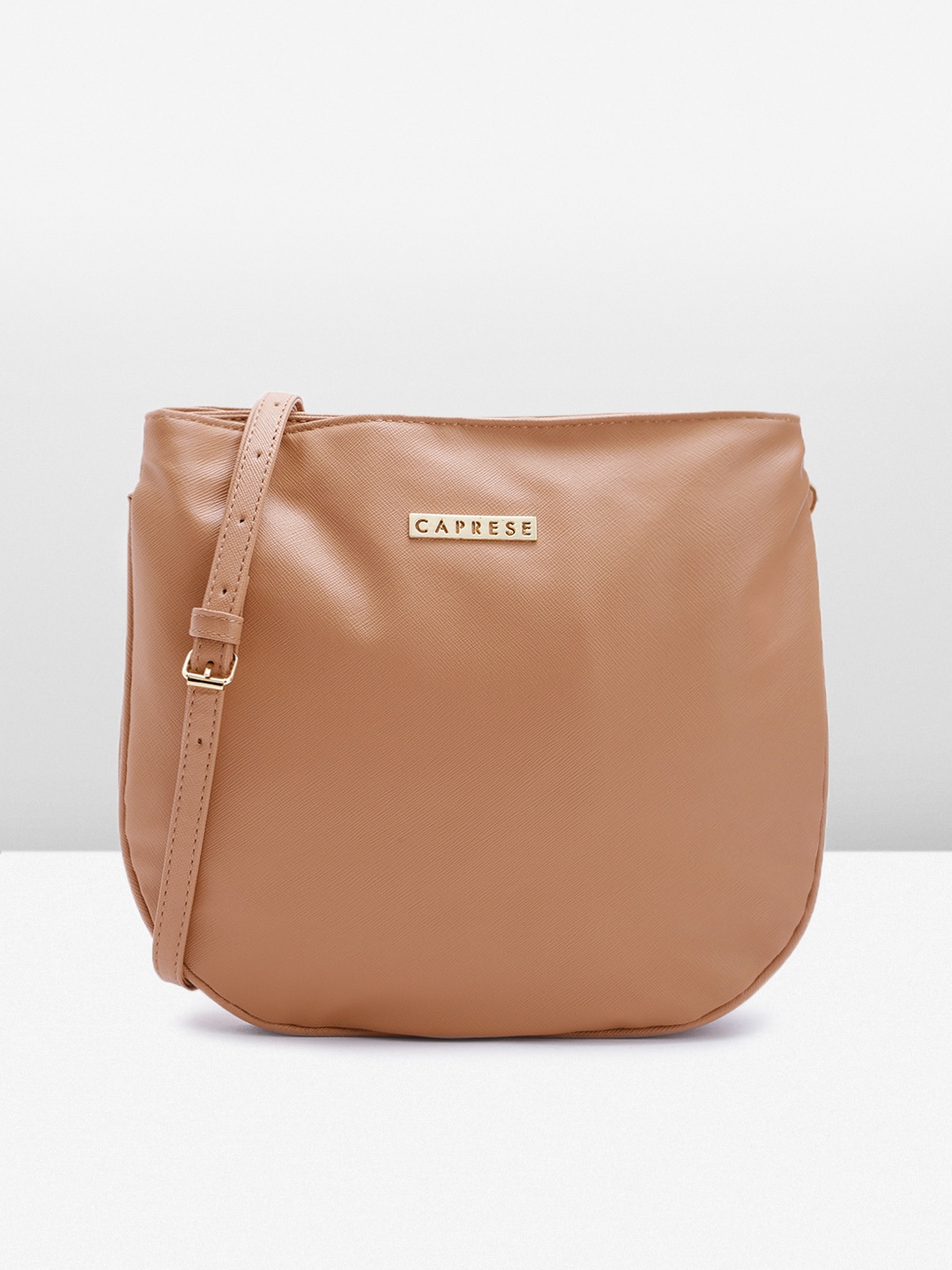 

Caprese Solid Half Moon Sling Bag, Nude