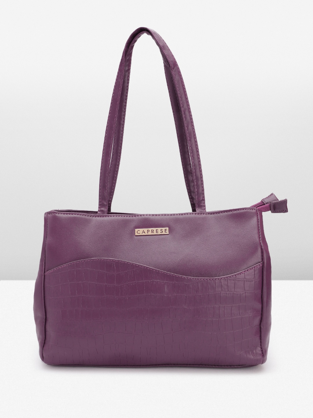 

Caprese Croc Textured Detail Structured Shoulder Bag, Purple