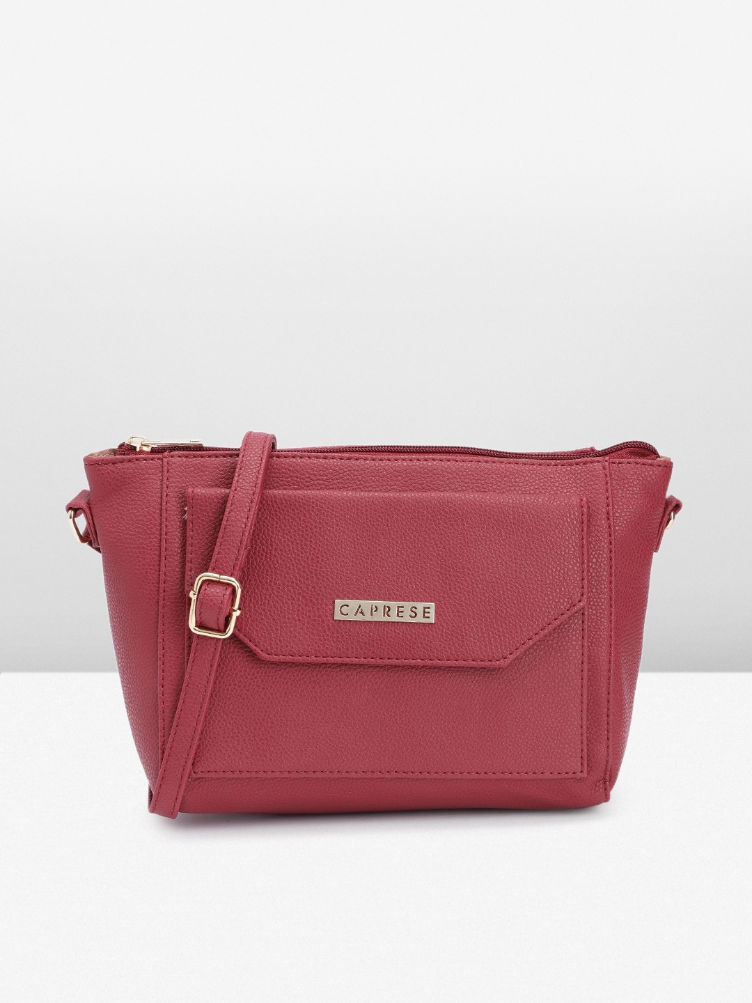 

Caprese Textured Structured Sling Bag, Maroon