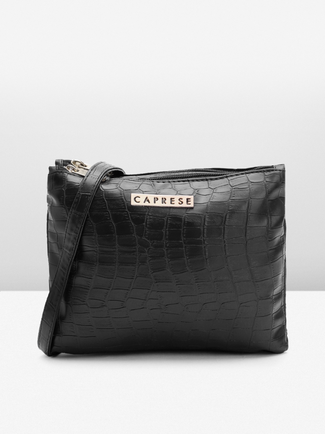 

Caprese Animal Textured Structured Sling Bag, Black