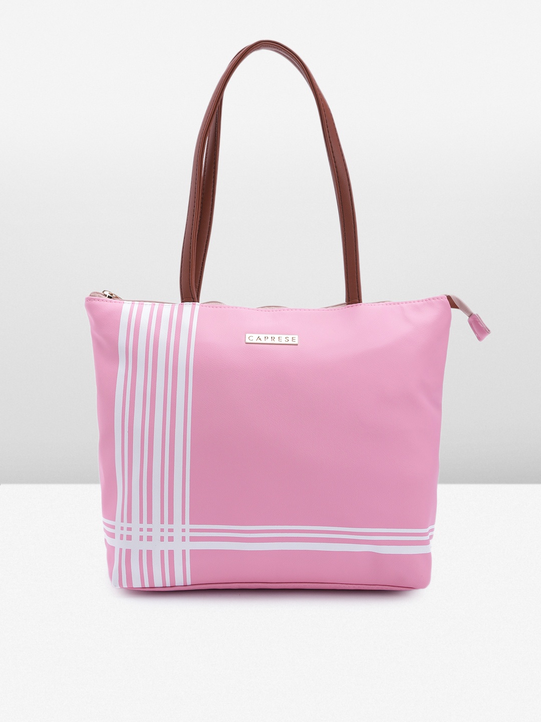 

Caprese Women Striped Shoulder Bag, Pink