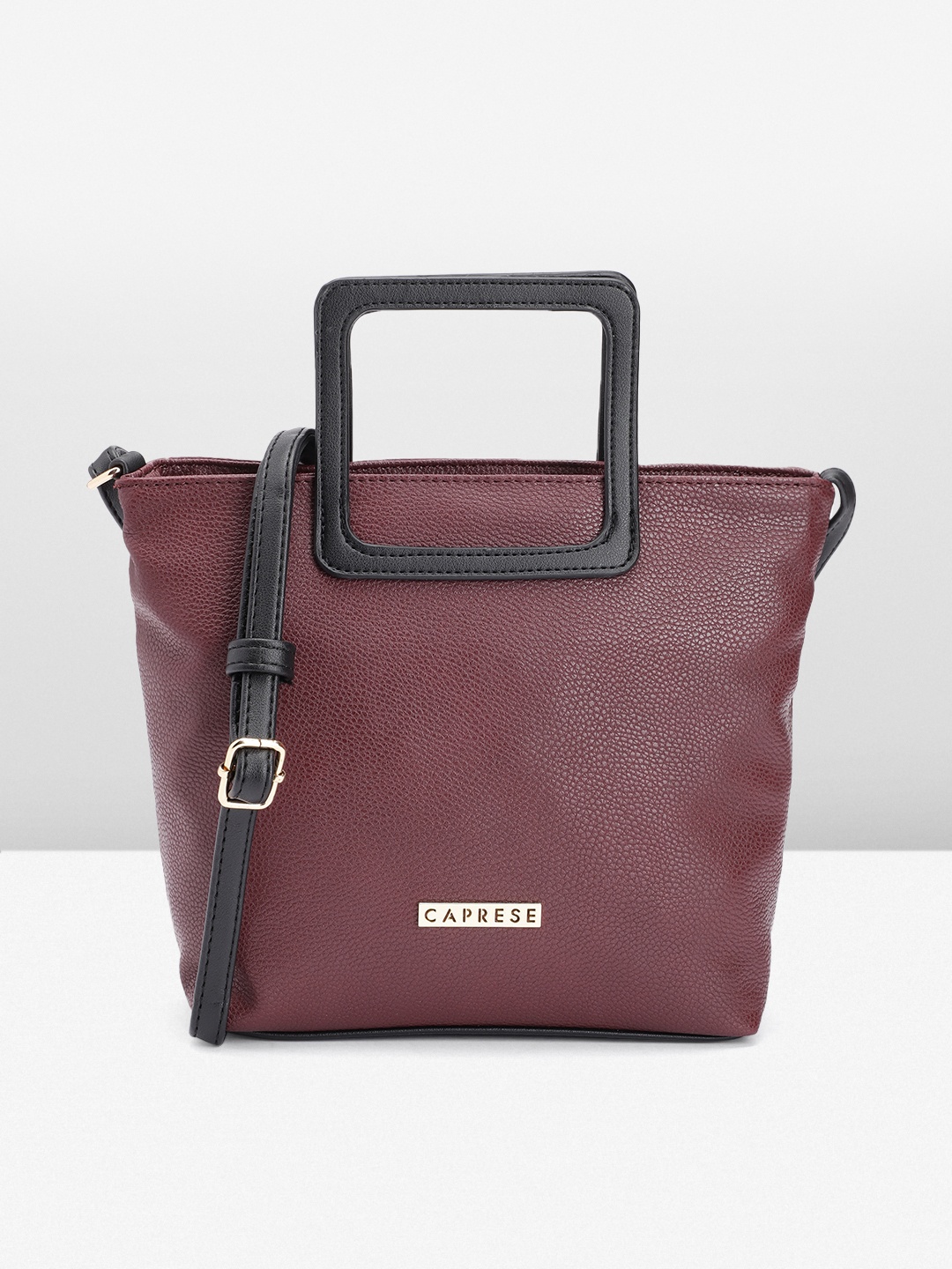 

Caprese Textured Structured Handheld Bag, Burgundy