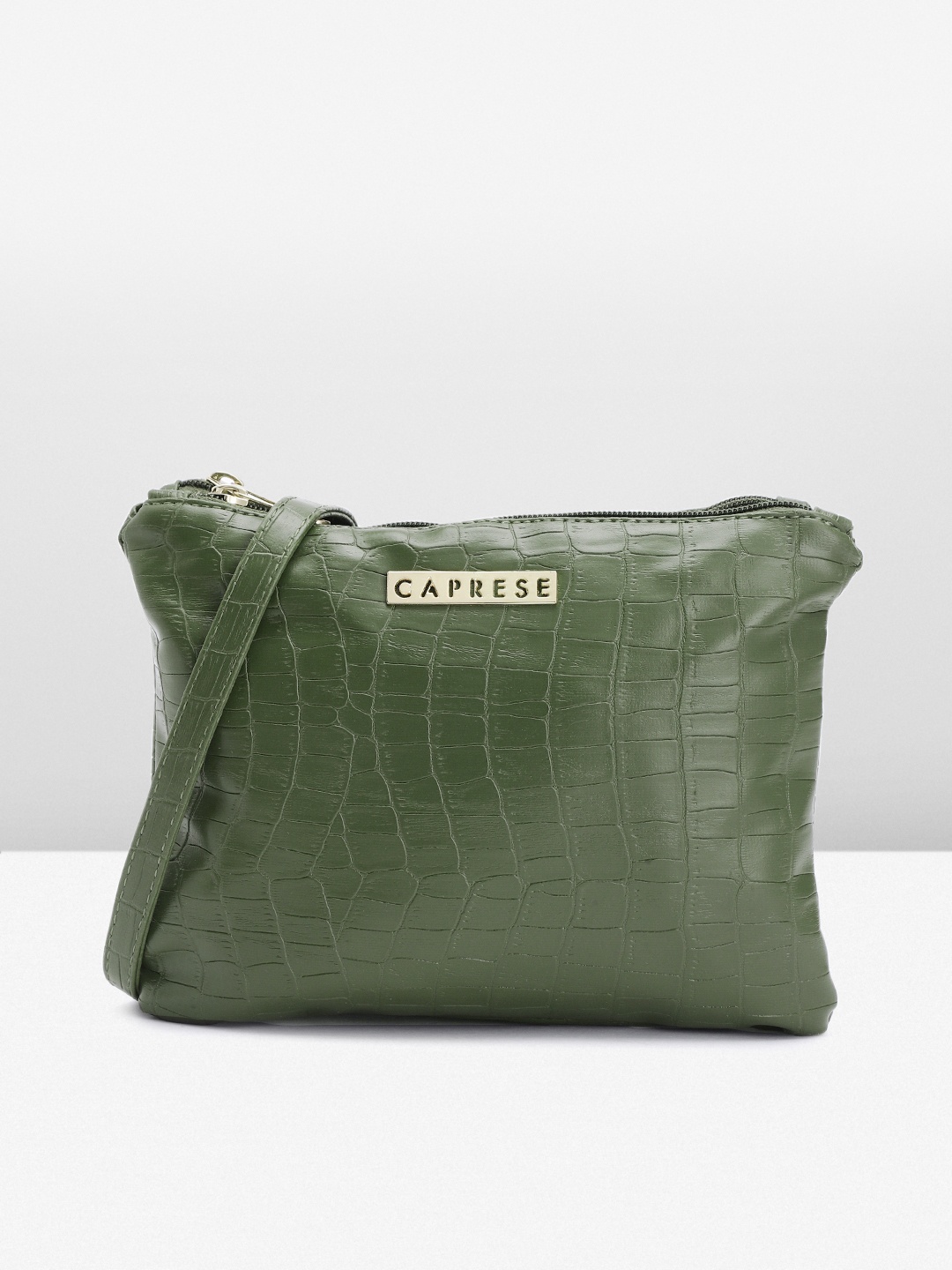 

Caprese Textured Structured Sling Bag, Olive
