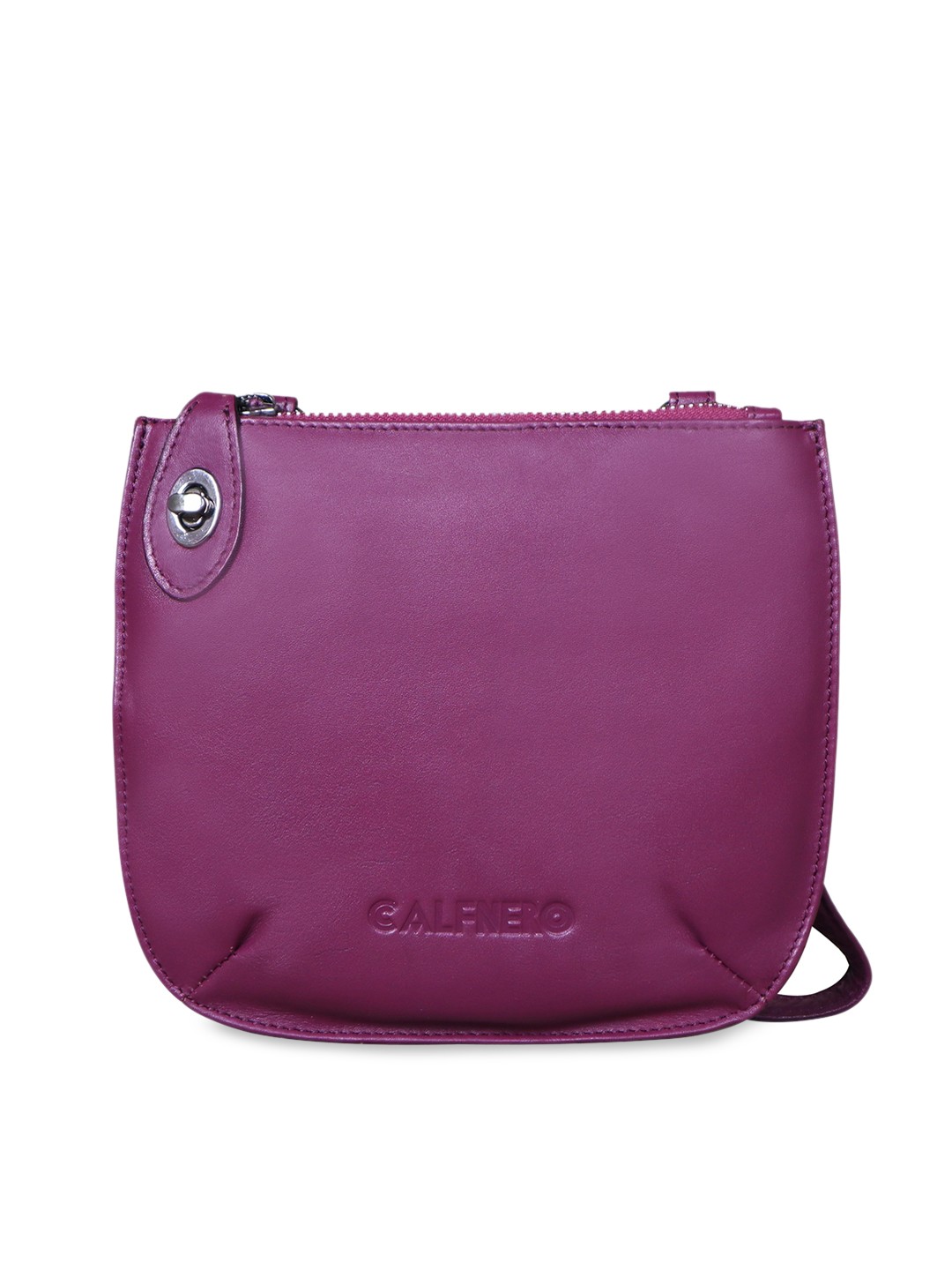 

CALFNERO Leather Structured Sling Bag, Purple