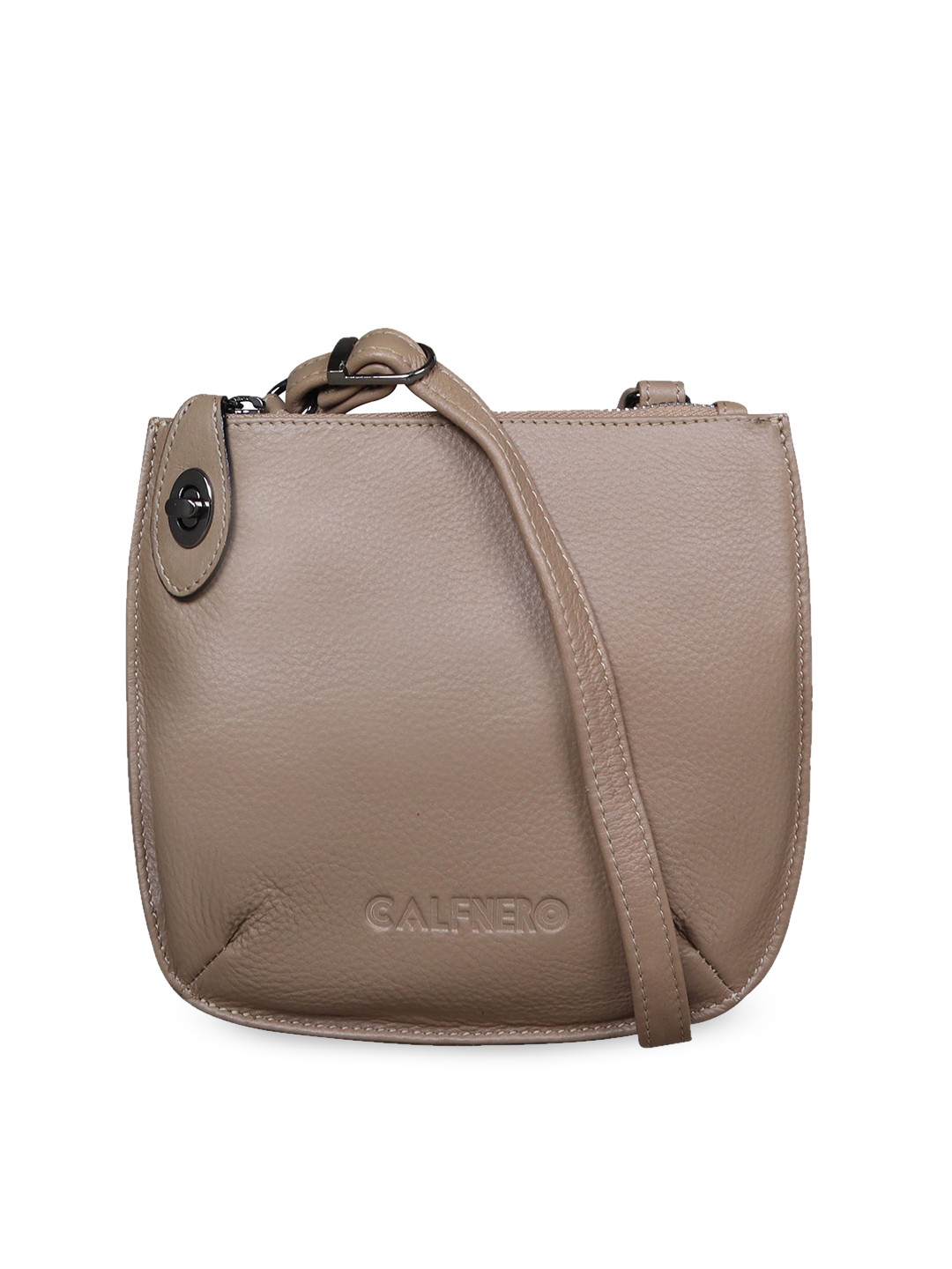 

CALFNERO Leather Sling Bag, Cream