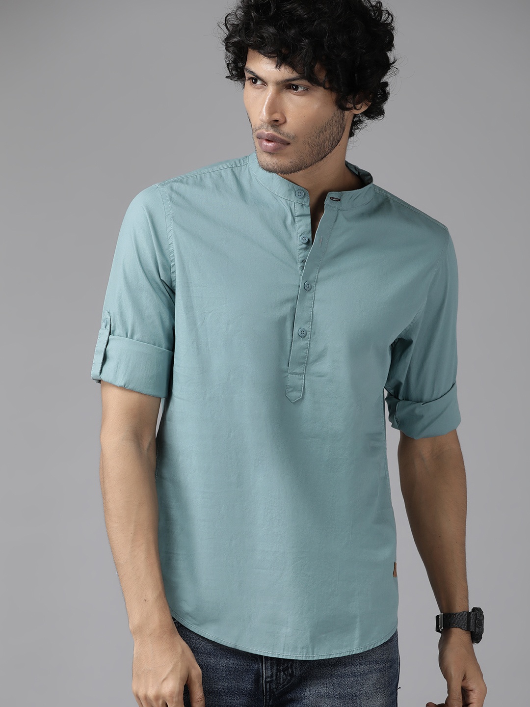 

The Roadster Lifestyle Co. Pure Cotton Casual Shirt, Blue