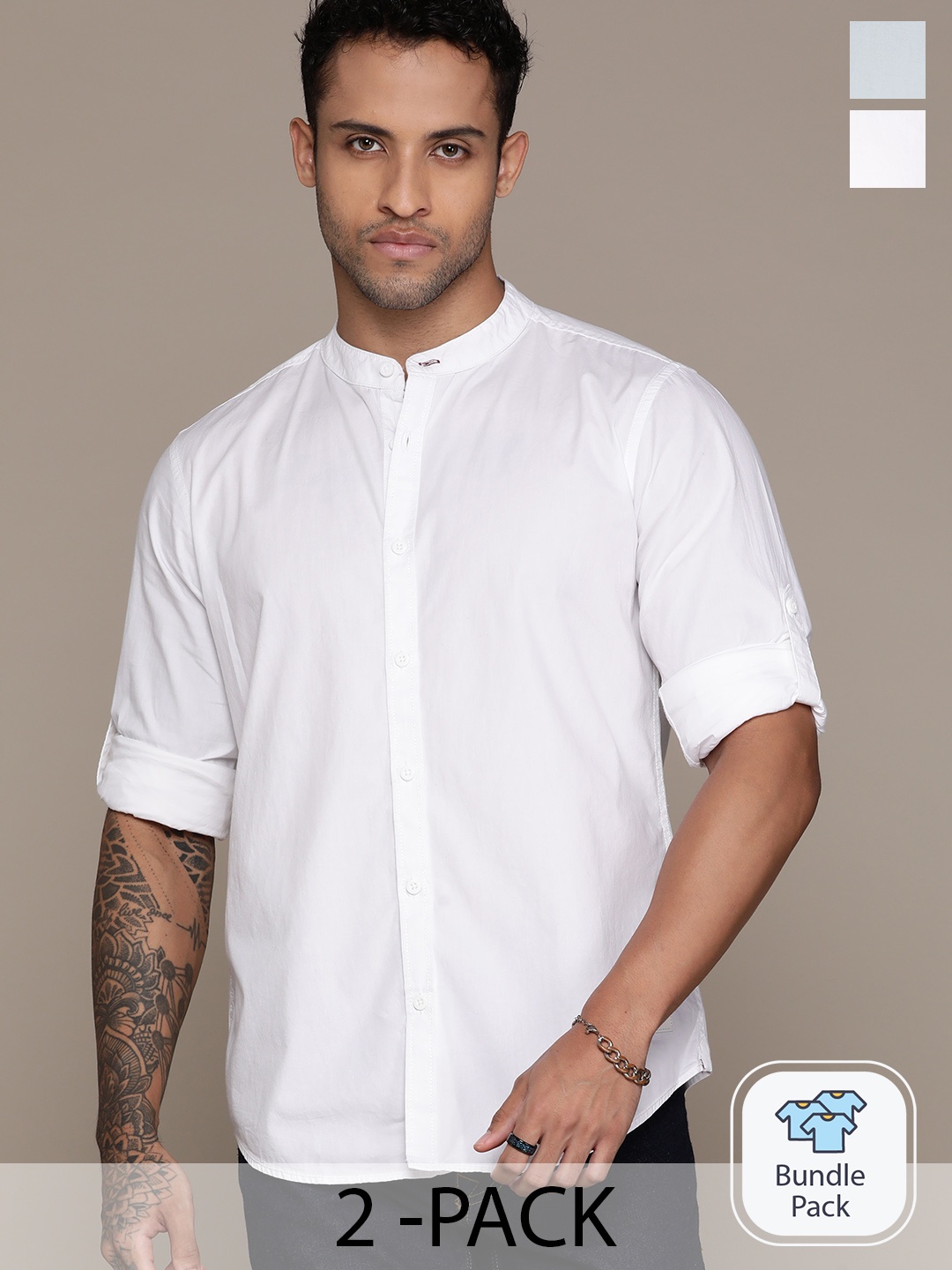 

The Roadster Lifestyle Co. Pack of 2 Cotton Casual Shirt, White